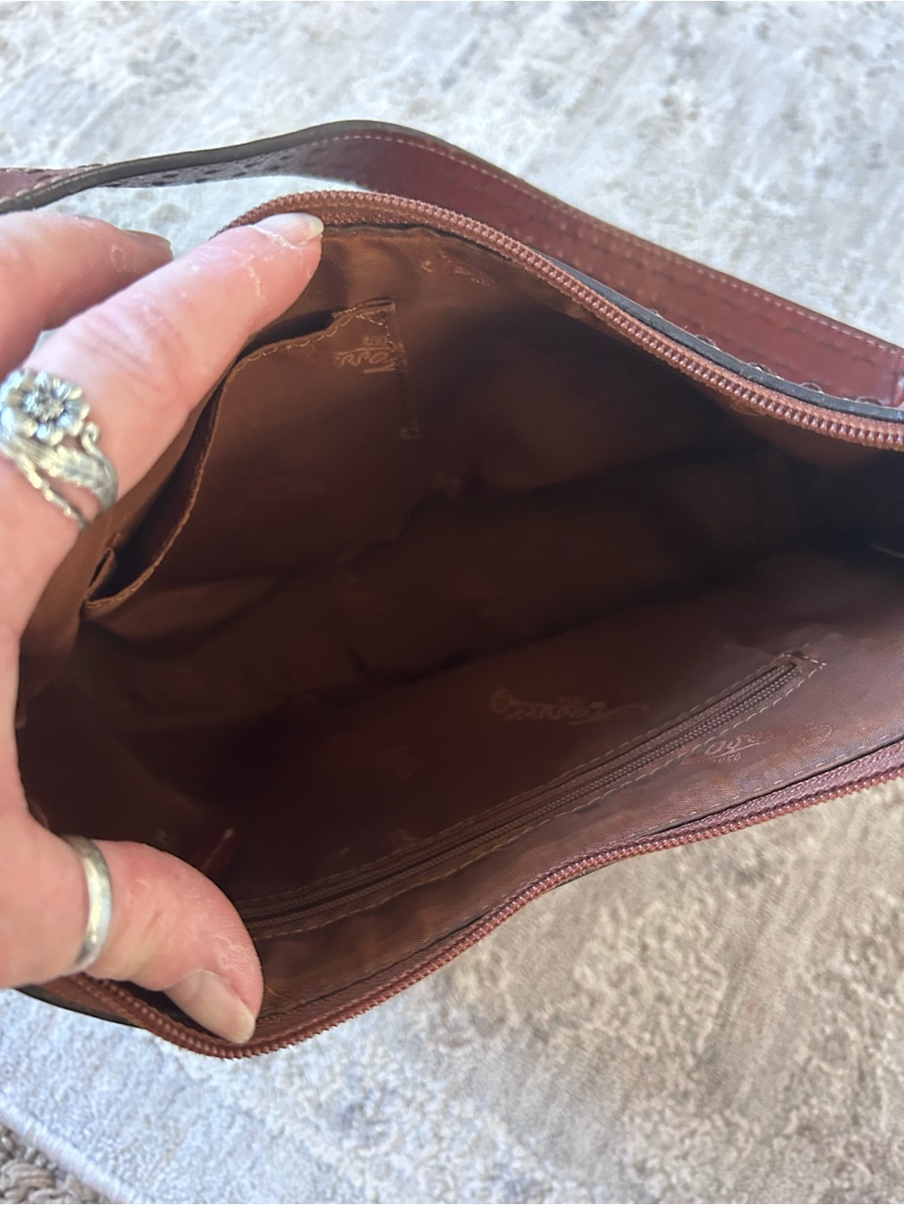 VTG Fossil 100% Leather Small Shoulder Bag Purse Reddish Brown Perfect Condition - Picture 6 of 11